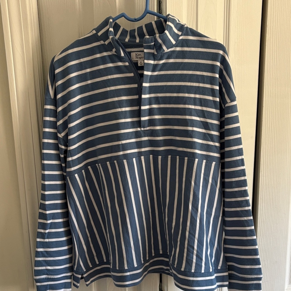 Kim Rogers Navy and White Striped Top
